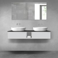 Oltens Vernal zestaw mebli łazienkowych 140 cm z blatem szary mat/czarny mat 68648700