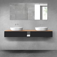 Oltens Vernal zestaw mebli łazienkowych 180 cm z blatem czarny mat/dąb 68650300