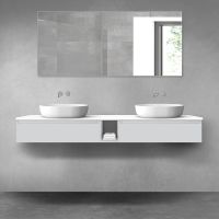 Oltens Vernal zestaw mebli łazienkowych 180 cm z blatem szary mat/biały połysk 68651700