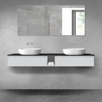 Oltens Vernal zestaw mebli łazienkowych 180 cm z blatem szary mat/czarny mat 68652700