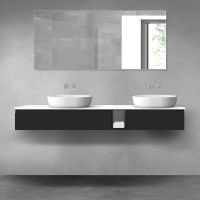 Oltens Vernal zestaw mebli łazienkowych 180 cm z blatem czarny mat/biały połysk 68659300