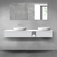 Oltens Vernal zestaw mebli łazienkowych 180 cm z blatem szary mat/biały połysk 68659700