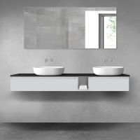 Oltens Vernal zestaw mebli łazienkowych 180 cm z blatem szary mat/czarny mat 68660700