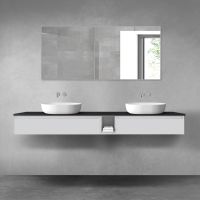 Oltens Vernal zestaw mebli łazienkowych 200 cm z blatem szary mat/czarny mat 68664700