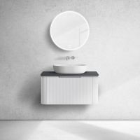 Oltens Hamnes szafka 80 cm podumywalkowa wisząca z blatem biały mat/czarny mat 68670000