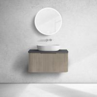 Oltens Hamnes szafka 80 cm podumywalkowa wisząca z blatem dąb/czarny mat 68671060