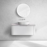 Oltens Hamnes szafka 100 cm podumywalkowa wisząca z blatem biały mat/kaszmir 68675000