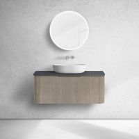 Oltens Hamnes szafka 100 cm podumywalkowa wisząca z blatem dąb/czarny mat 68675060