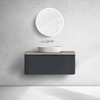 Oltens Hamnes szafka 100 cm podumywalkowa wisząca z blatem czarny mat/dąb 68676300