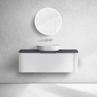 Oltens Hamnes szafka 120 cm podumywalkowa wisząca z blatem biały mat/czarny mat 68678000