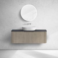 Oltens Hamnes szafka 120 cm podumywalkowa wisząca z blatem dąb/czarny mat 68679060