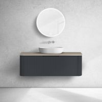 Oltens Hamnes szafka 120 cm podumywalkowa wisząca z blatem czarny mat/dąb 68680300