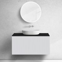 Zestaw Oltens Lun szafka podumywalkowa 100 cm z blatem biały mat/czarny mat 68681000