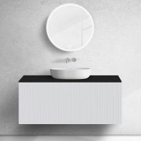 Zestaw Oltens Lun szafka podumywalkowa 120 cm z blatem biały mat/czarny mat 68682000