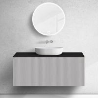 Zestaw Oltens Lun szafka podumywalkowa 120 cm z blatem kaszmir/czarny mat 68682900