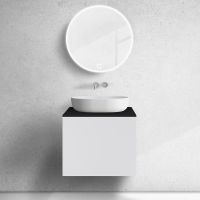 Zestaw Oltens Lun szafka podumywalkowa 60 cm z blatem biały mat/czarny mat 68683000