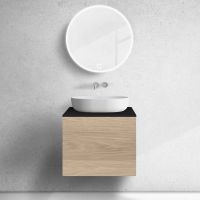 Zestaw Oltens Lun szafka podumywalkowa 60 cm z blatem dąb/czarny mat 68683060