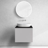 Zestaw Oltens Lun szafka podumywalkowa 60 cm z blatem kaszmir/czarny mat 68683900