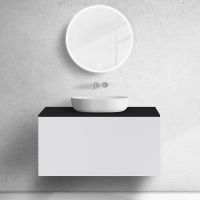 Zestaw Oltens Lun szafka podumywalkowa 100 cm z blatem biały mat/czarny mat 68685000