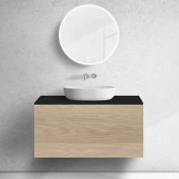 Zestaw Oltens Lun szafka podumywalkowa 100 cm z blatem dąb/czarny mat 68685060