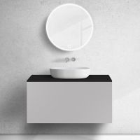 Zestaw Oltens Lun szafka podumywalkowa 100 cm z blatem kaszmir/czarny mat 68685900