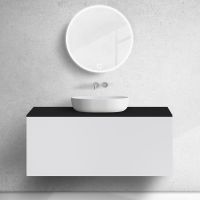 Zestaw Oltens Lun szafka podumywalkowa 120 cm z blatem biały mat/czarny mat 68686000