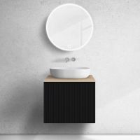 Zestaw Oltens Lun szafka podumywalkowa 60 cm z blatem czarny mat/dąb 68687300