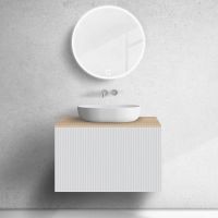 Zestaw Oltens Lun szafka podumywalkowa 80 cm z blatem biały mat/dąb 68688000