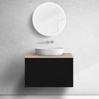 Zestaw Oltens Lun szafka podumywalkowa 80 cm z blatem czarny mat/dąb 68688300