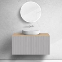 Zestaw Oltens Lun szafka podumywalkowa 100 cm z blatem kaszmir/dąb 68689900