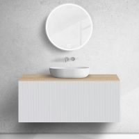 Zestaw Oltens Lun szafka podumywalkowa 120 cm z blatem biały mat/dąb 68690000