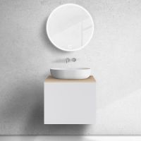 Zestaw Oltens Lun szafka podumywalkowa 60 cmz blatem biały mat/dąb 68691000