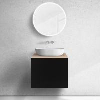 Zestaw Oltens Lun szafka podumywalkowa 60 cm z blatem czarny mat/dąb 68691300