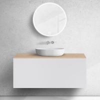 Zestaw Oltens Lun szafka podumywalkowa 120 cm z blatem biały mat/dąb 68694000