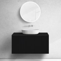 Zestaw Oltens Lun szafka podumywalkowa 100 cm z blatem czarny mat 68732300