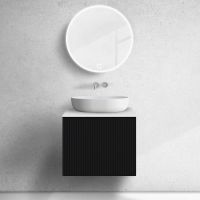 Zestaw Oltens Lun szafka podumywalkowa 60 cm z blatem czarny mat/biały mat 68738300