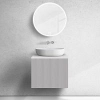 Zestaw Oltens Lun szafka podumywalkowa 60 cm z blatem kaszmir/biały mat 68738900