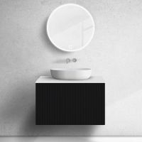 Zestaw Oltens Lun szafka podumywalkowa 80 cm z blatem czarny mat/biały mat 68739300