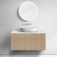 Zestaw Oltens Lun szafka podumywalkowa 100 cm z blatem dąb/biały mat 68740060