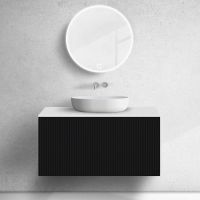Zestaw Oltens Lun szafka podumywalkowa 100 cm z blatem czarny mat/biały mat 68740300
