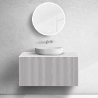 Zestaw Oltens Lun szafka podumywalkowa 100 cm z blatem  kaszmir/biały mat 68740900