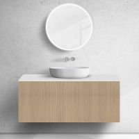 Zestaw Oltens Lun szafka podumywalkowa 120 cm z blatem dąb/biały mat 68741060