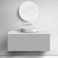 Zestaw Oltens Lun szafka podumywalkowa 120 cm z blatem kaszmi/biały mat 68741900