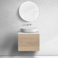 Zestaw Oltens Lun szafka podumywalkowa 60 cm z blatem dąb/biały mat 68742060