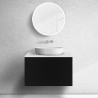 Zestaw Oltens Lun szafka podumywalkowa 80 cm z blatem czarny mat/biały mat 68743300