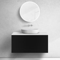 Zestaw Oltens Lun szafka podumywalkowa 100 cm z blatem czarny mat/biały mat 68744300