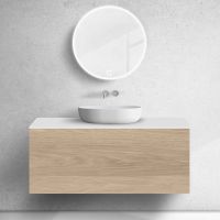 Zestaw Oltens Lun szafka podumywalkowa 120 cm z blatem dąb/biały mat 68745060