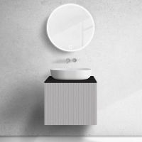 Zestaw Oltens Lun szafka podumywalkowa 60 cm z blatem kaszmir/czarny mat 68746900