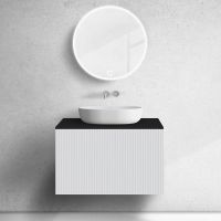 Zestaw Oltens Lun szafka podumywalkowa 80 cm z blatem biały mat/czarny mat 68747000