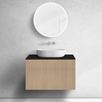 Zestaw Oltens Lun szafka podumywalkowa 80 cm z blatem dąb/czarny mat 68747060